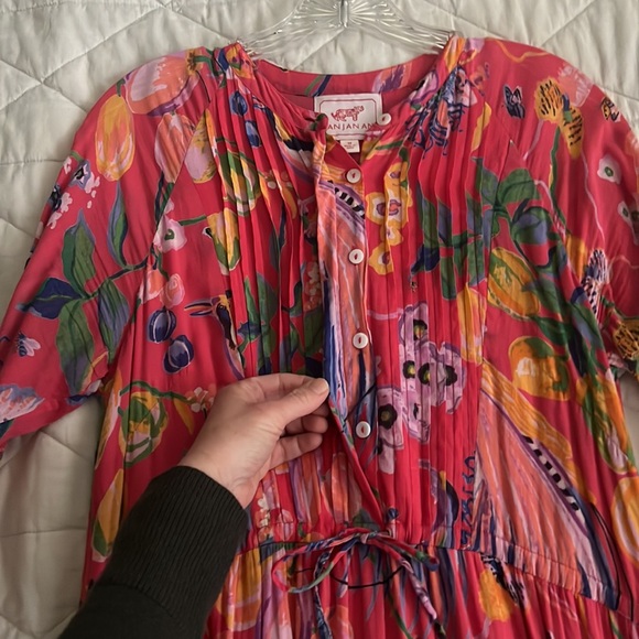 Banjanan Voile Bazaar Azalea Floral Midi Dress Medium - Picture 5 of 16